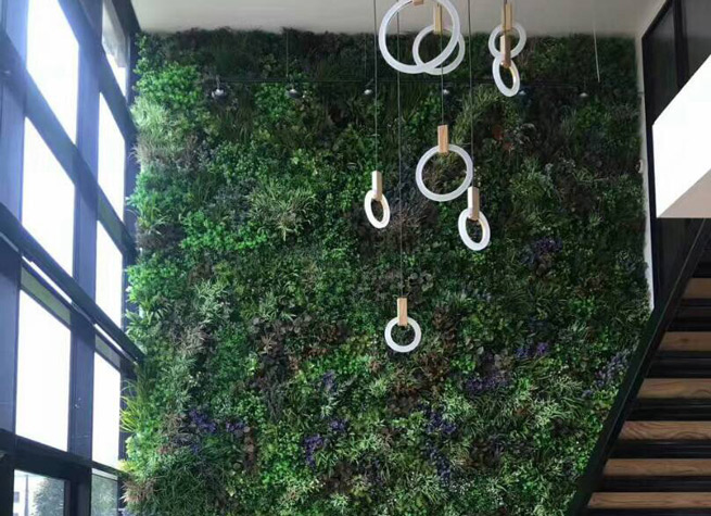 wall of artificial plants