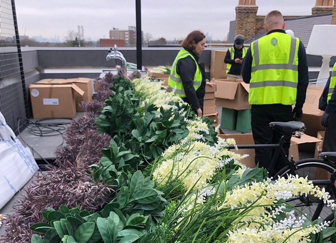 bespoke artificial planting display at tottenham hotspur stadium