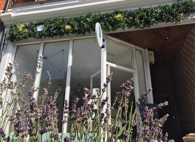 Cafe exterior Ealing artificial green wall