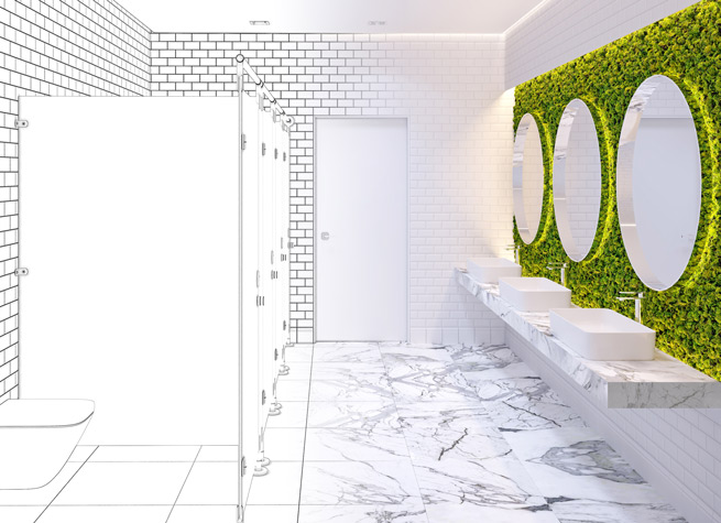 design for moss wall in rest room