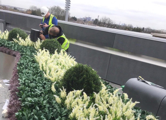 artificial flowers for tottenham hotspur rooftop bar